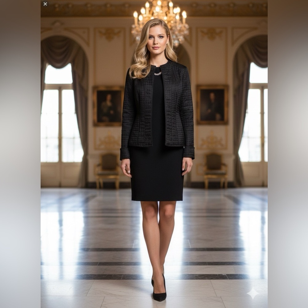 Harve Benard Black Satin Jacket Size 14